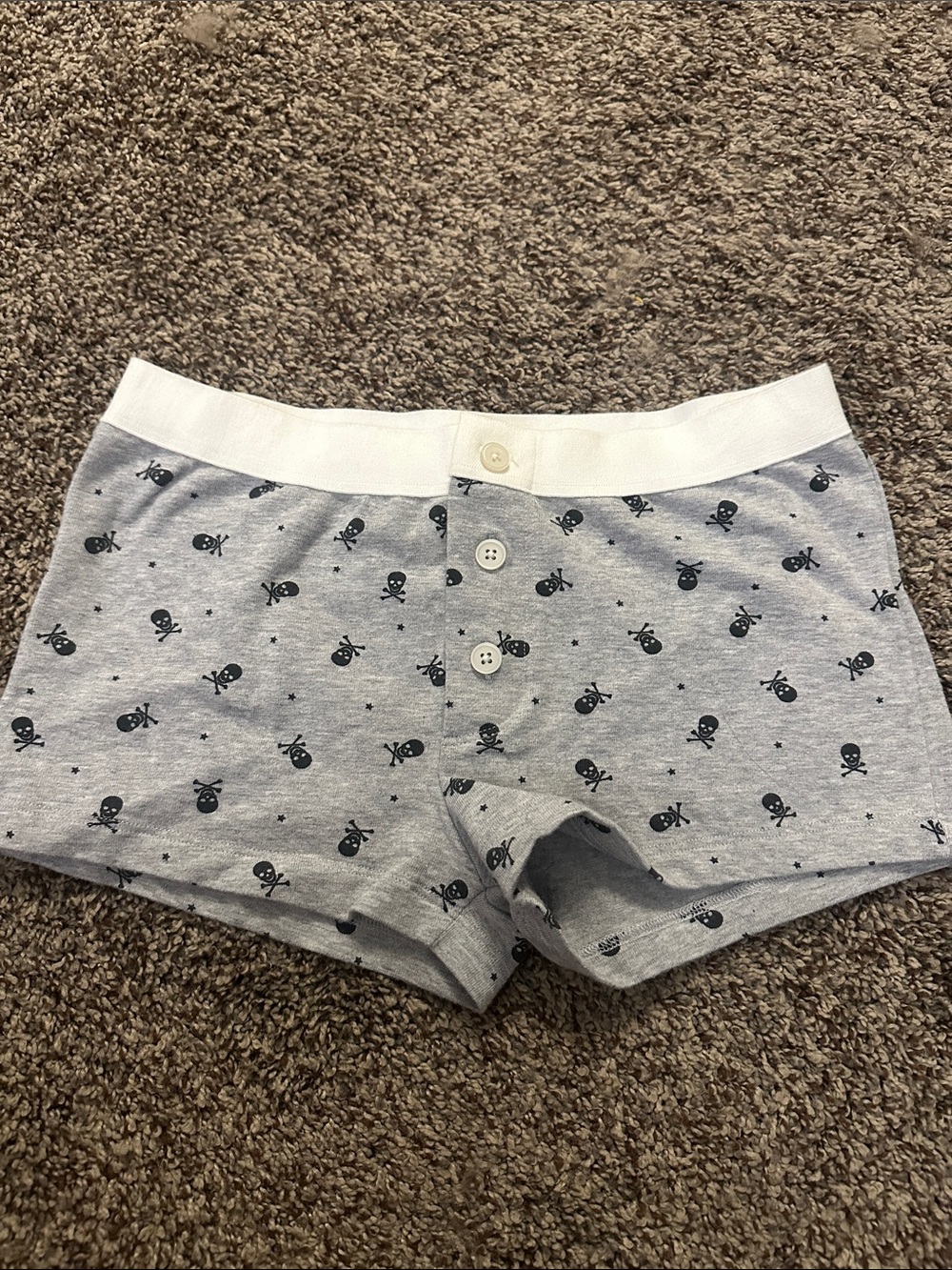 Brandy Melville Skull Print Cotton Boxer Shorts